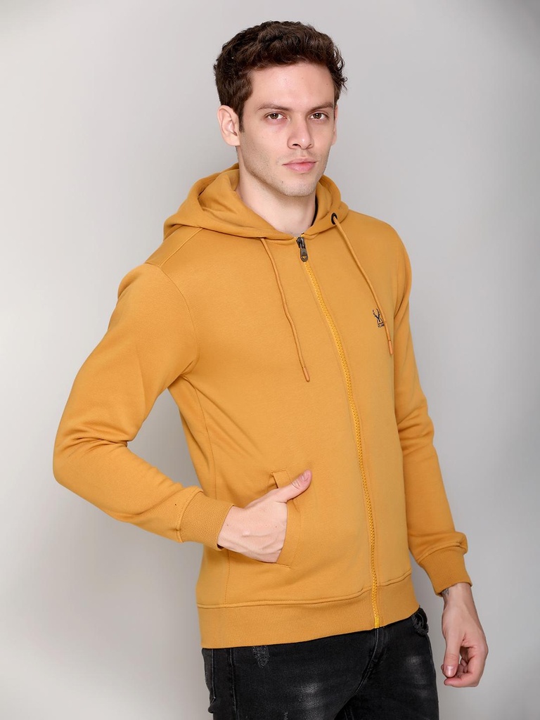 Gents Zipper Sweatshirt With Hood - SS121-SS121-MUSTARD-L