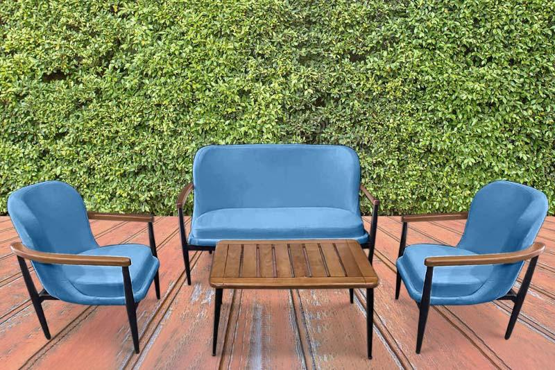 Idiya ALBANY Outdoor Sofa set with Coffee Table, Light Blue