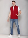 Gents Bomber Fancy Sleeveless Jacket - RR62176-RR62176-CARAMINE-L