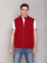 Gents Bomber Fancy Sleeveless Jacket - RR62176-RR62176-CARAMINE-L