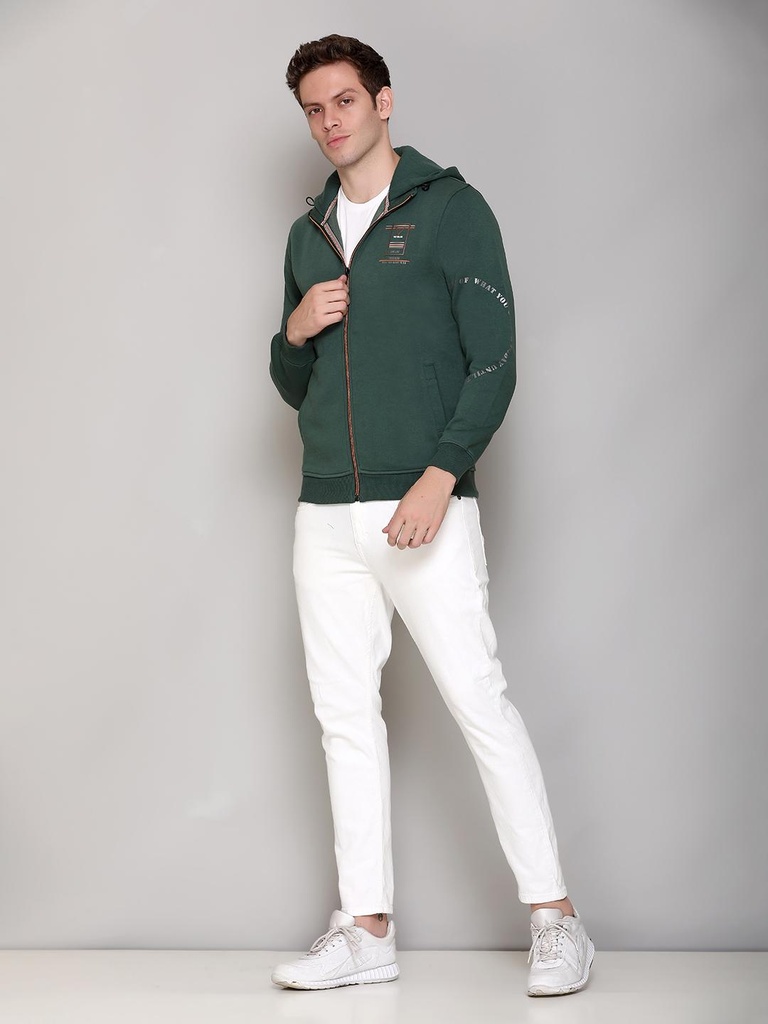 Gents Zipper Sweatshirt With Hood - D2041-D2041-GRANITE GREEN-L