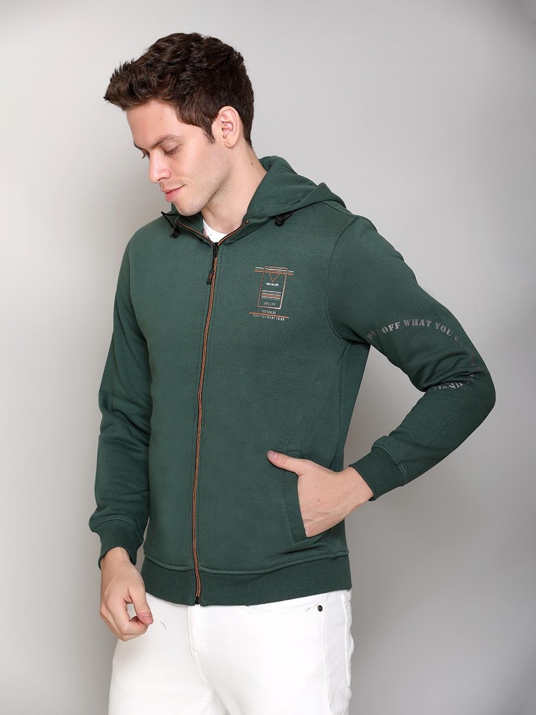 Gents Zipper Sweatshirt With Hood - D2041-D2041-GRANITE GREEN-L