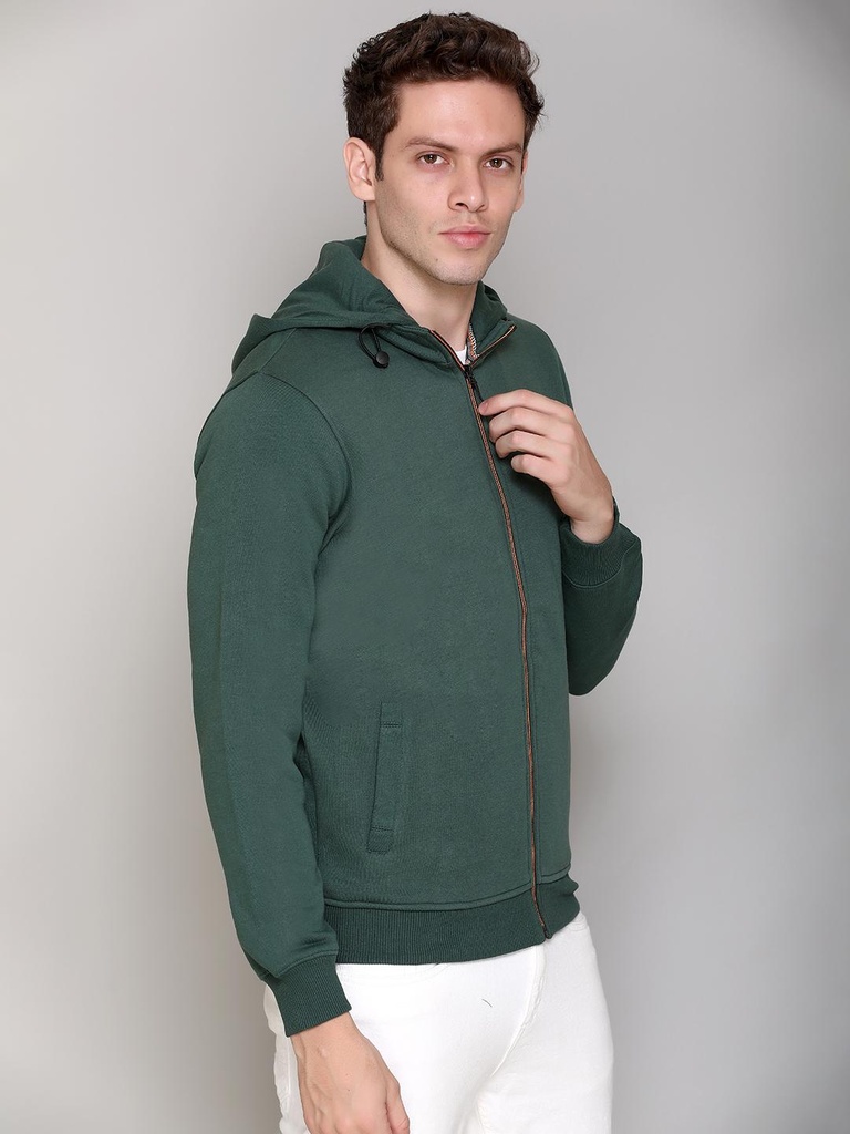 Gents Zipper Sweatshirt With Hood - D2041-D2041-GRANITE GREEN-L