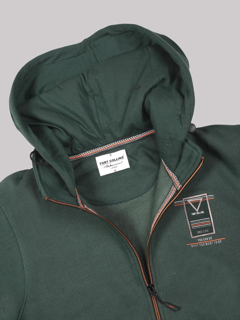 Gents Zipper Sweatshirt With Hood - D2041-D2041-GRANITE GREEN-L