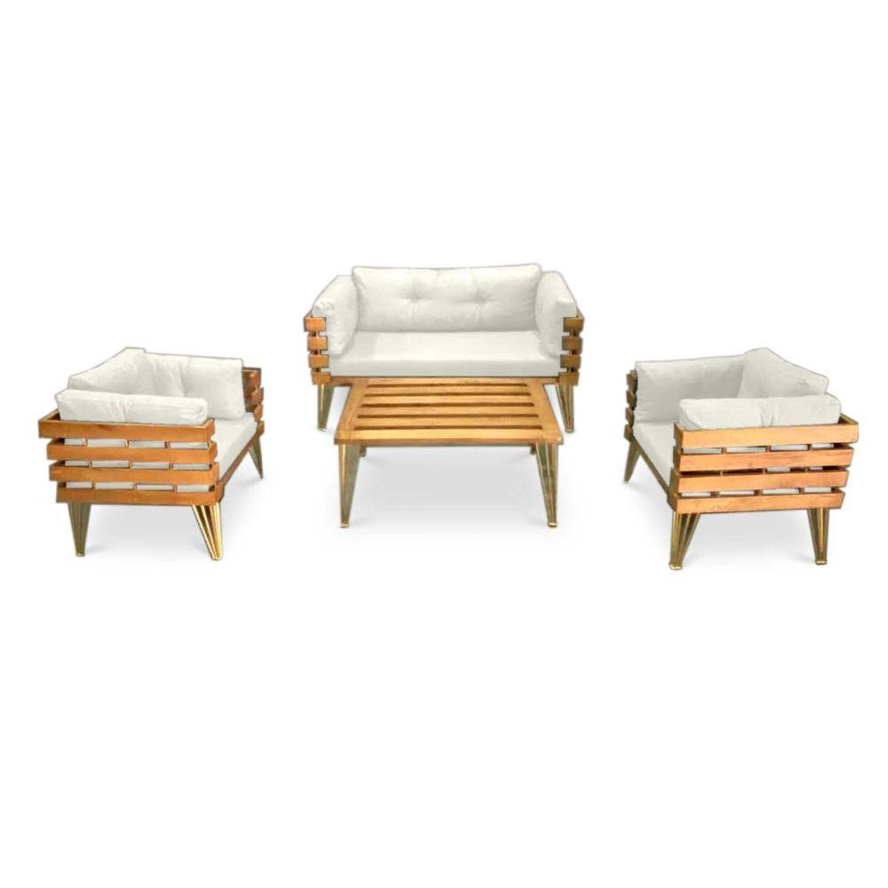 Idiya DOVER indoor/ covered Outdoor Sofa set With One Coffee Table, Cream