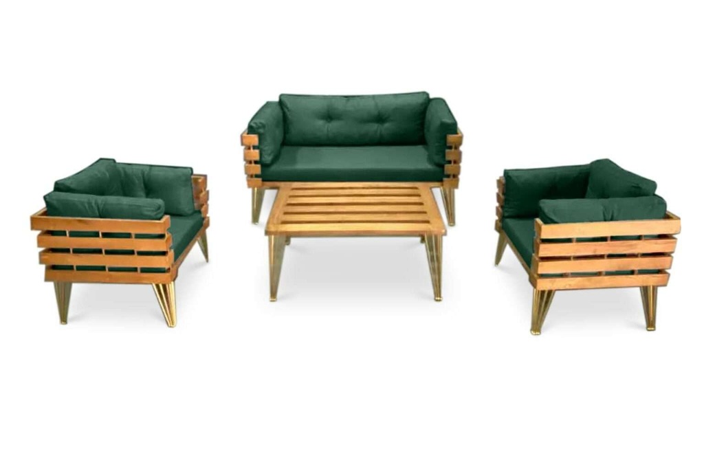 Idiya DOVER indoor/ covered Outdoor Sofa set With One Coffee Table, Green
