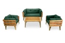 Idiya DOVER indoor/ covered Outdoor Sofa set With One Coffee Table, Green