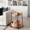 Ikea LUBBAN Trolley table with storage, rattan, anthracite