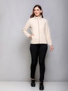 Ladies Collar Style Fancy Zipper Sweatshirt - 9086SS-9086SS-CREAM-L