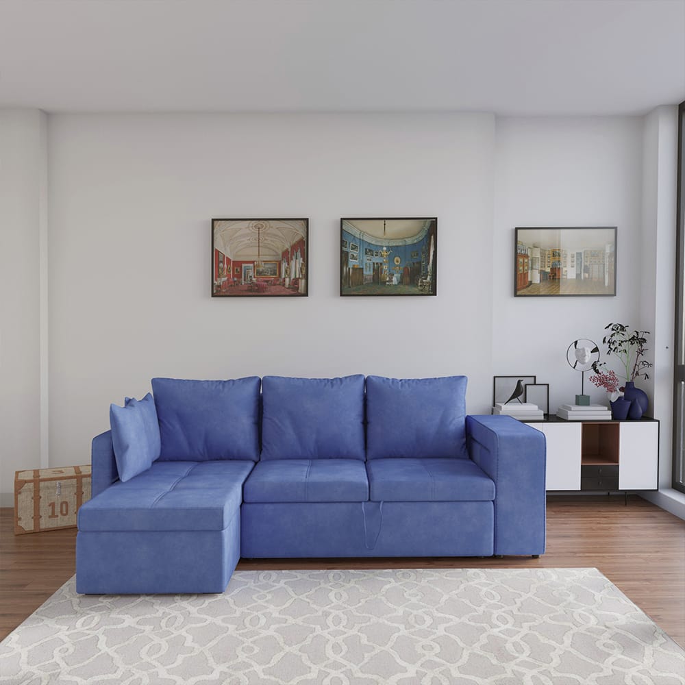 Gangtok L Shape Sofa Bed, Blue, Versatile? Solved!