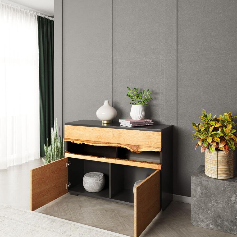 Quebec Sideboard Buffet Table – Grey & Oak