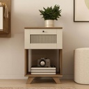Santa Rita Bedside Table Rattan Style Side Table with Drawer & Shelf