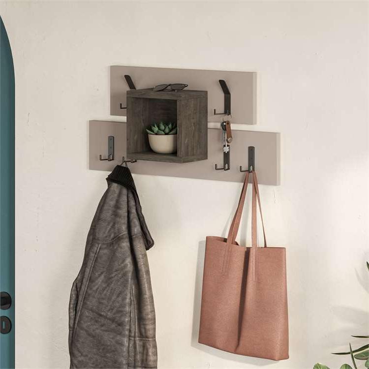 Cayiralan Mocha Grey and Dark Coffee Wall Mounted Coat Rack