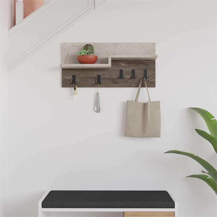 Gurgentepe Wall Mounted Hanger | Gold Marble Effect & Dark Coffee Coat Rack