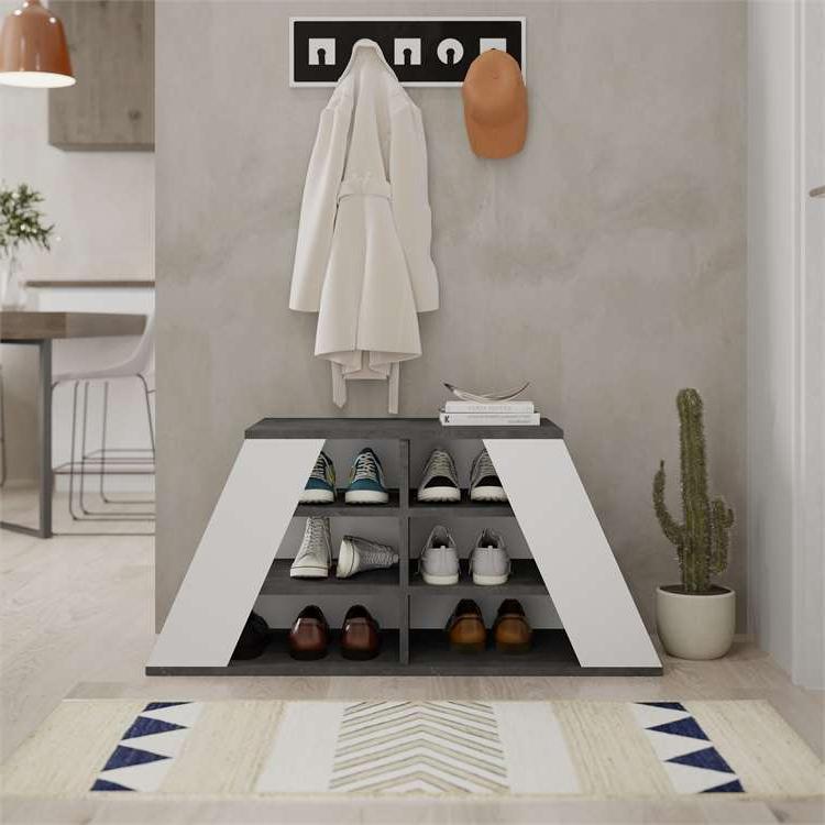 Ovaeymir Retro Grey & White Shoe Storage Cabinet