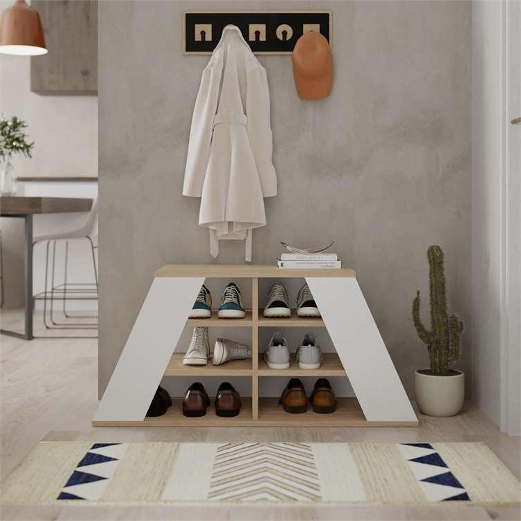 Ovaeymir Oak & White Shoe Storage Bench – Modern Entryway