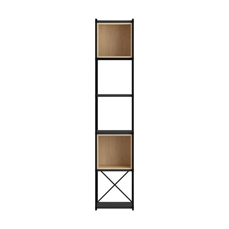 Savuca Bookcase Silky Black Oak Modern Display Shelf