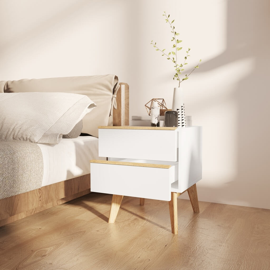 Michigan Bedside Night Stand, White, Smart? Solved!