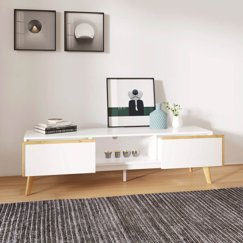 Michigan TV cabinet, TV stand White/Oak, 150cm