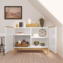 Michigan Sideboard Cabinet, White/oak, Ample storage? Solved!