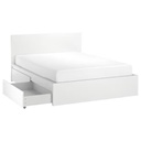 MALM Bed Frame, High, W 2 Storage Boxes White-Luroy 150X200 cm,queen size