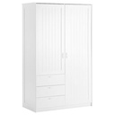 MUSKEN Wardrobe (2 Doors + 3 Drawers), White