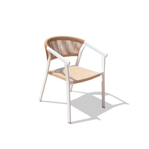 TOOWOOMBA 4 CHAIR & 1 TABLE, champagne frame, brown rope and seating 