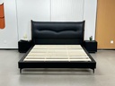 Sanyamdu Bed with 2 Bedside Tables Combo,Queen size,Black,Pu leather (Floor sample)