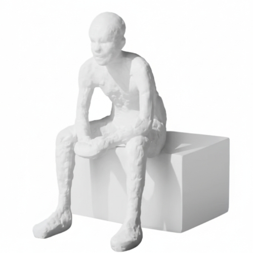Lenachika White Stone Step Sitting Figurine