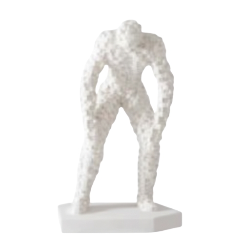 Uramanyam White Abstract Human-Form Figurine with Mosaic Bowing Detail