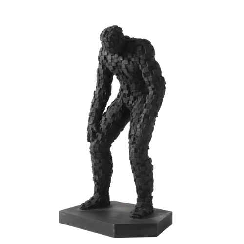 Volgazon Black Abstract Human-Form Figurine with Mosaic Bowing Detail