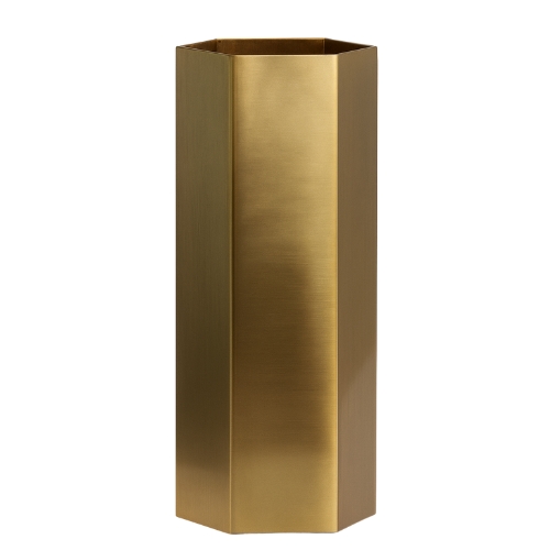 Taptibizon Auric Facet Gold Vase With Hexagon Pattern