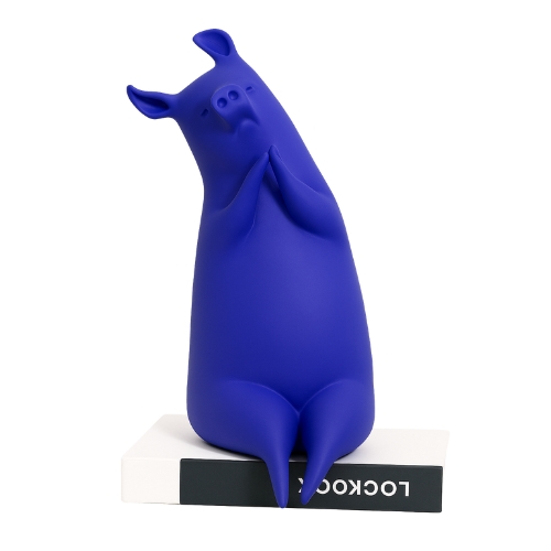 Mekokatara Blue Playful Leaning Animal Figurine