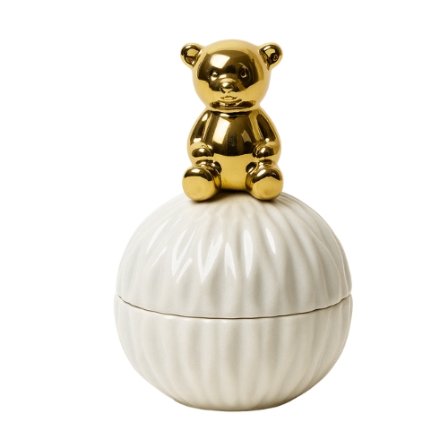Amachiyam Gold Crown Mini Vase with Bear Figurine Accent