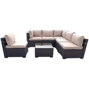 Obshiman Outdoor Sofa Set with Coffee Table, Brown