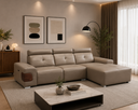 Nilezon recliner 3 seater sofa, Left seat recliner+Right side ottoman, Light Taupe