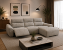 Tanabitara recliner 3 seater sofa, Right seat recliner+left side ottoman, Light Grey