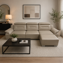 Obshishi Electric Slide-out sofa with ottoman,Remote control, Light Taupe