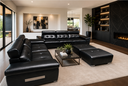 Gangatarayam PU Leather Sofa Combo(3 seater+2 seater+2 ottomans) Matte Black