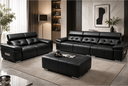 Gangatarayam PU Leather Sofa Combo(3 seater+2 seater+2 ottomans) Matte Black