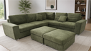 Riokalo Large L shape Sofa with 2 Ottomans ,Olive Green