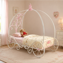 Orlando Princess Carriage Bed Frame – Fairy Tale Kids Single Bed with Canopy