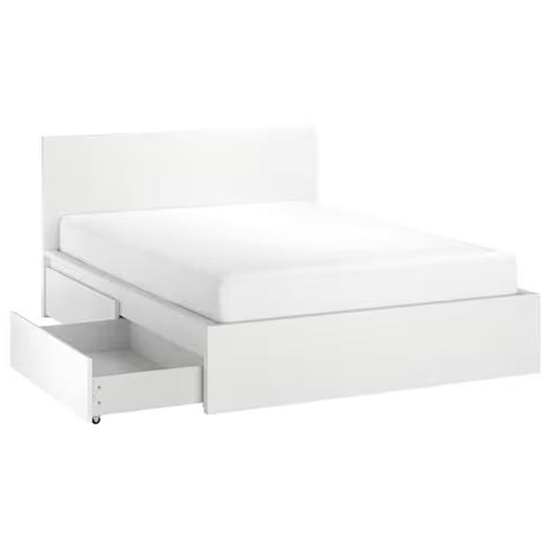 MALM Queen Bed Frame| 4 Storage Boxes| White