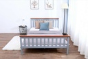 Elbert Slat Queen Bed Grey-Oak Solid Pine Wood, Comforter? Solved by Idiya!