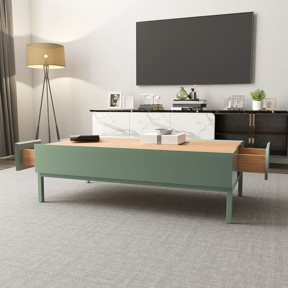 KENTUCKY Coffee Table with Two Drawers, green, Elegant? Solved!