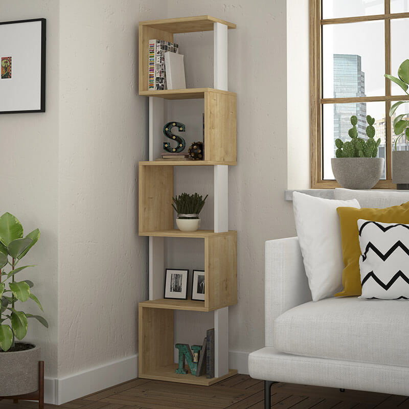Manisa Bookcase - Oak - White, Stylish? Solved!