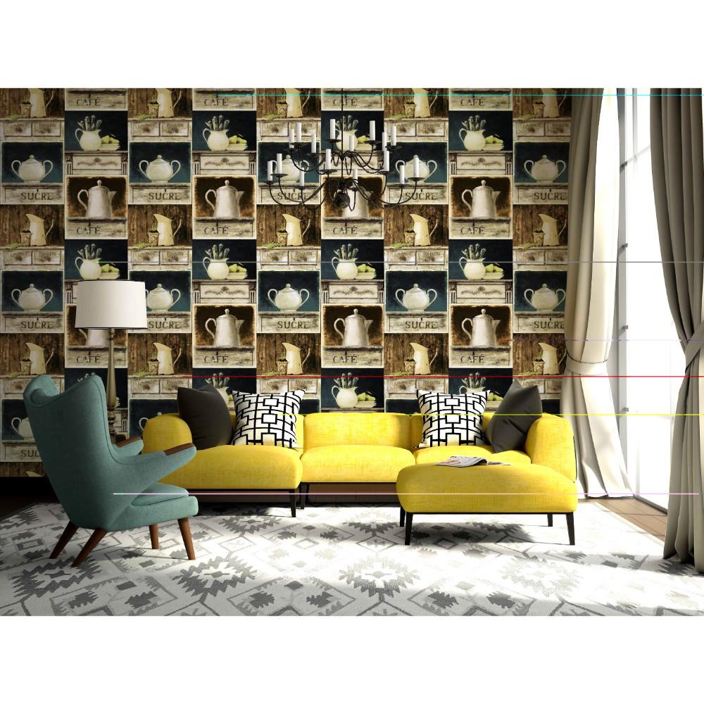 3D Cafe Kettels and Cutlery Pattern Wallpaper, Charming? Solved!