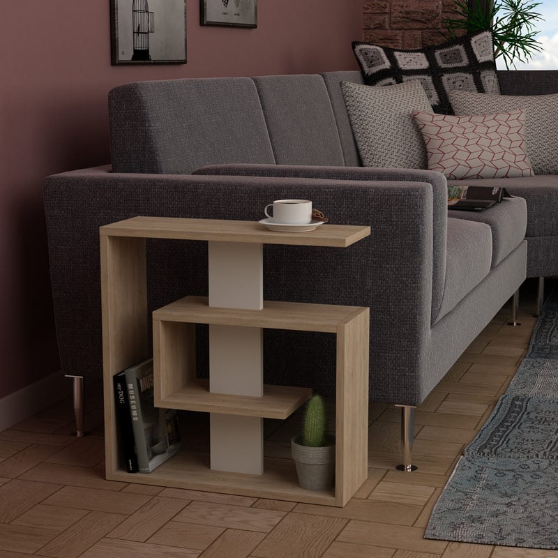 Bandırma Side Table - Oak - White, Aesthetic? Solved!