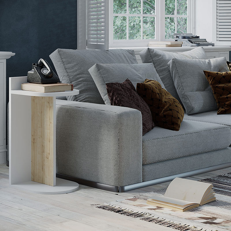 Kozan Side Table - White - Oak, 