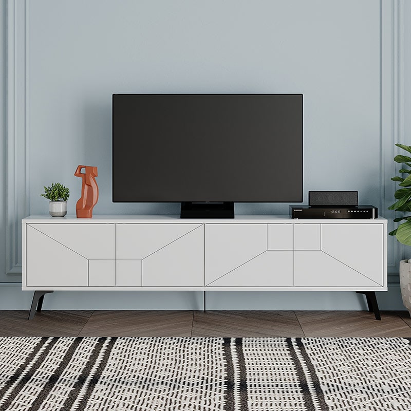 Fethiye TV Stand White Modern Entertainment Unit